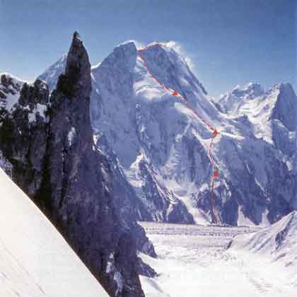 
Broad Peak First Ascent Route And Camps Taken From Skil Brum 1957 - Broad Peak book
